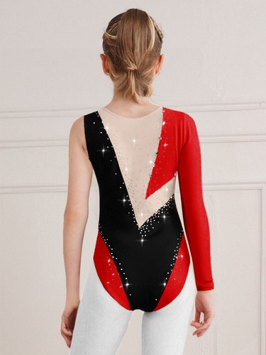 US ~ Kinder Mädchen glänzend Strass Tank Tanz Unitard Gymnastik Turnanzug Ballett  - Bild 30 von 95
