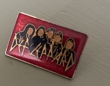 Vintage Def Leppard English Rock Band 1.25" Gold/Red Metal Pin Back Pyromania
