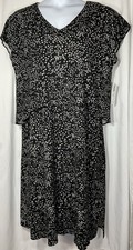 Chico's Black/white No Print Strokes Sleeveless Layered Midi Dress Sz 3 NWT