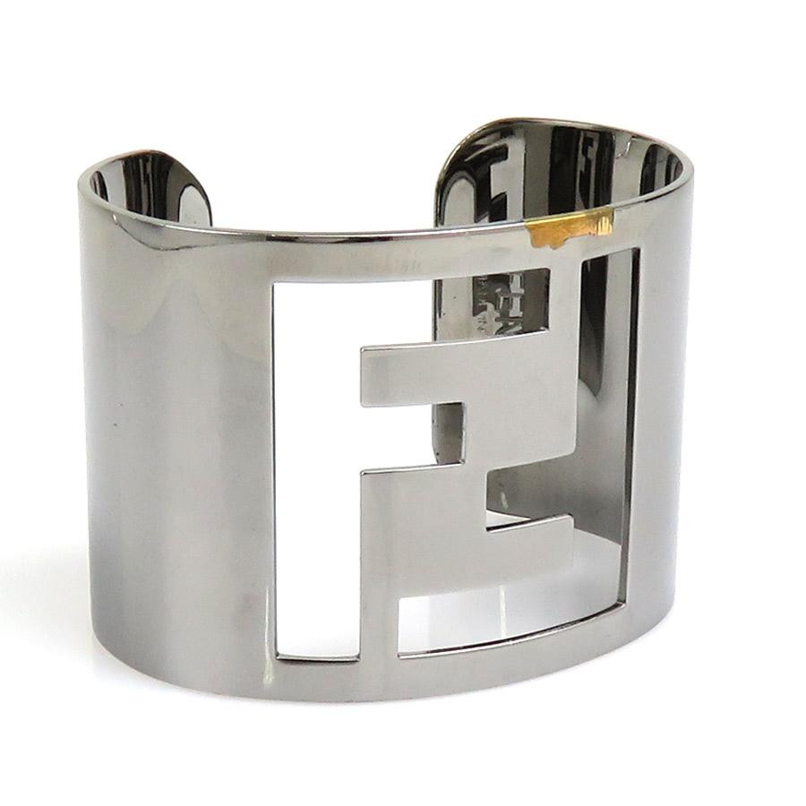 FENDI Authentic Bangle Cuff Bracelet Silver-tone Metal Size FENDI Authentic Bangle Cuff Bracelet Silver-tone Metal Size