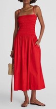 Madewell Smocked Cotton Poplin Maxi Dress Sz Medium NWT $138 Festival Red