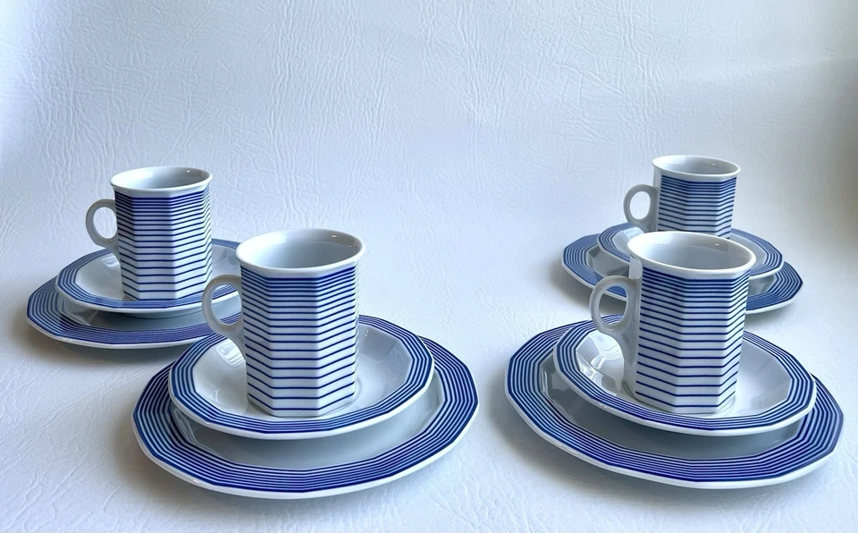 4 juegos de taza Porsgrund Noruega Parelle, platillo, plato de postre, Scandi (leer) Foto 2 de 4