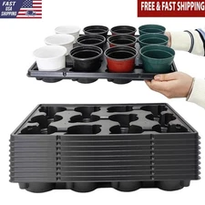 10-Pack 12 Cell Round Nursery Pots Trays Thickened Durable 16.85" × 12.6" NEW