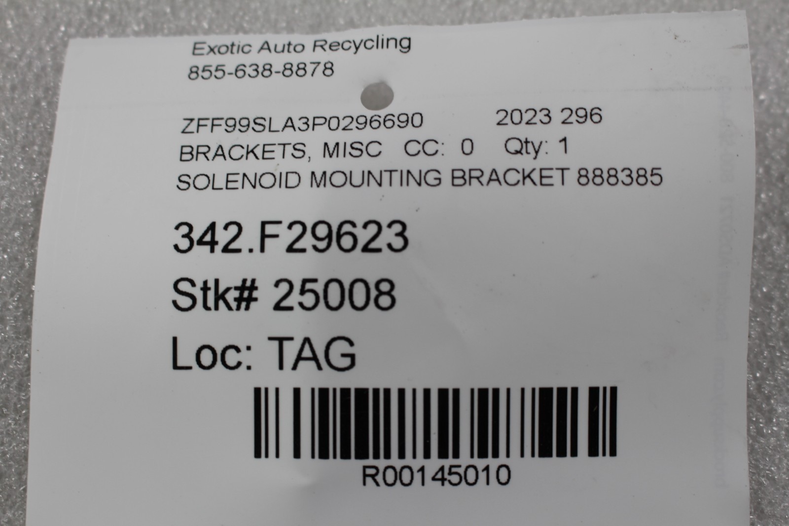 Ferrari 296 GTB, Solenoid Mount Bracket, Used, P/N 888385