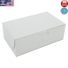 Recyclable Bakery Box Tuck Top Lock Corners 250 Pack Clay Coated Paperboard New