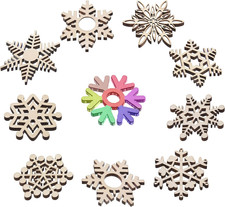 60PCS 3.15IN Wooden Christmas Snowflake Ornaments Bulk with Hole,Unfinished Blan