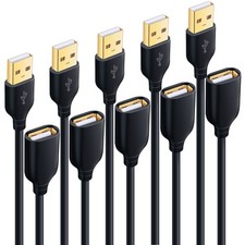 USB Extension Cable, 10 ft 5Pack Extra Long Type A Male to Female USB 2.0 E...