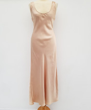 GHOST Vintage Blush, Nude Satin Long Dress - M
