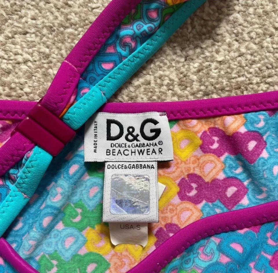 D&G Early 2000s Vintage Rainbow Monogram Bikini In Perfect Condition - Image 3 of 4