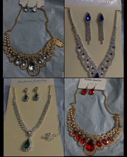 Crystal Rhinestone Necklace Earrings Sets