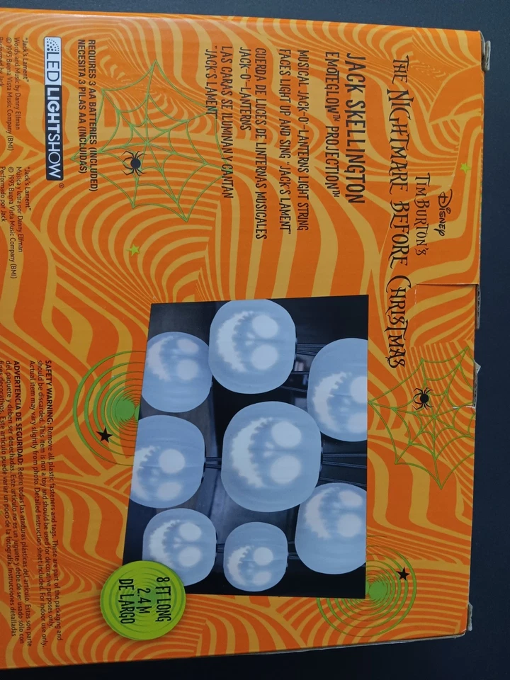 Disney Jack Skellington EmoteGlow Music Light String Halloween LED 8ft NEW 2025 - Image 2 of 2