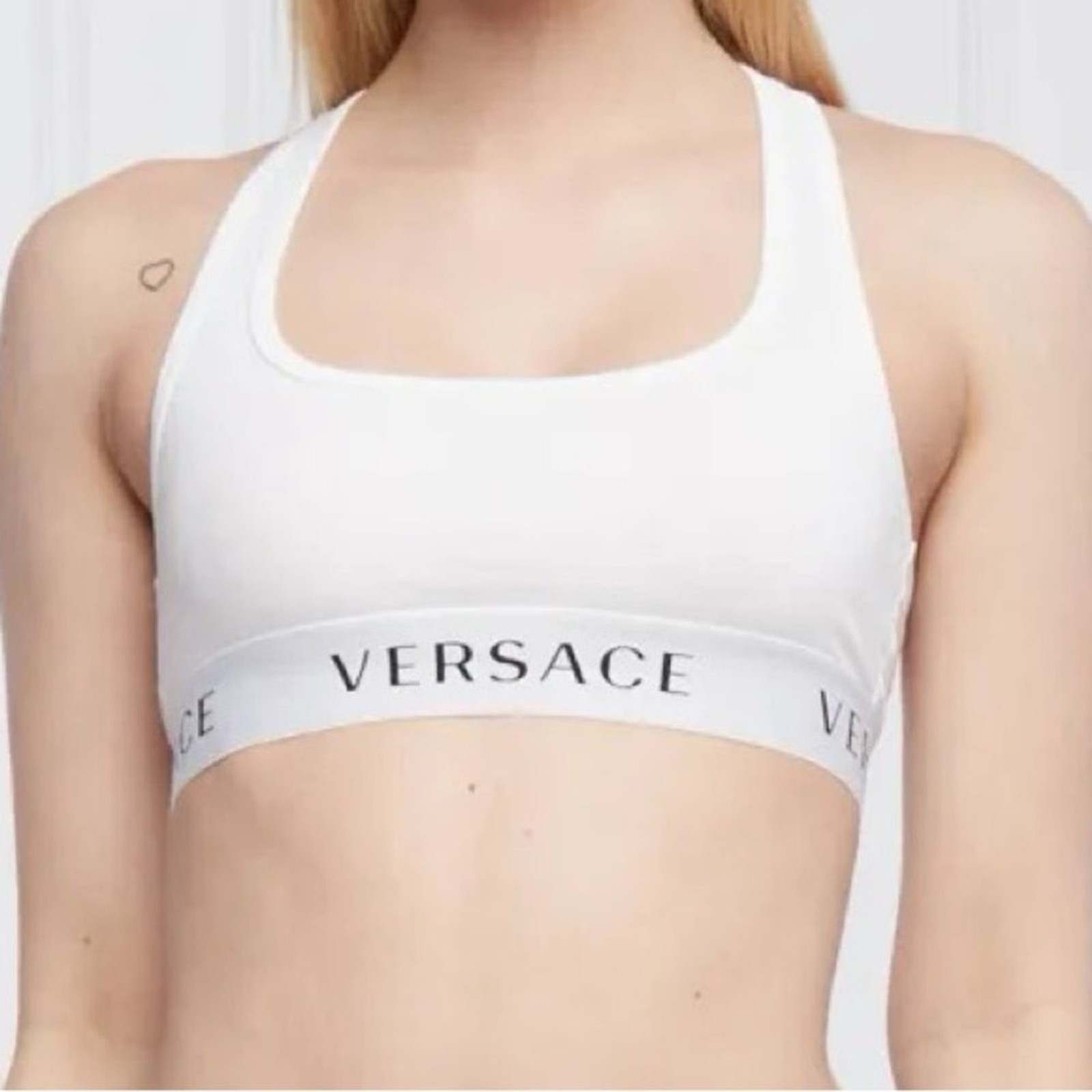Versace White Sports Bra with Logo Band
