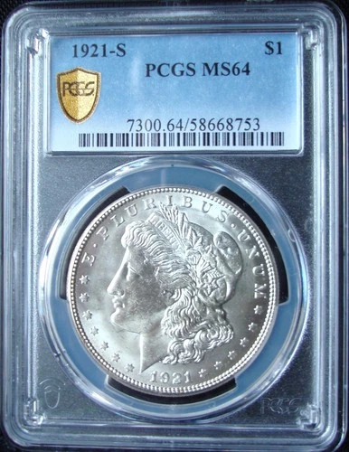 1921-S Morgan Silver Dollar - PCGS MS 64 - Gold Shield