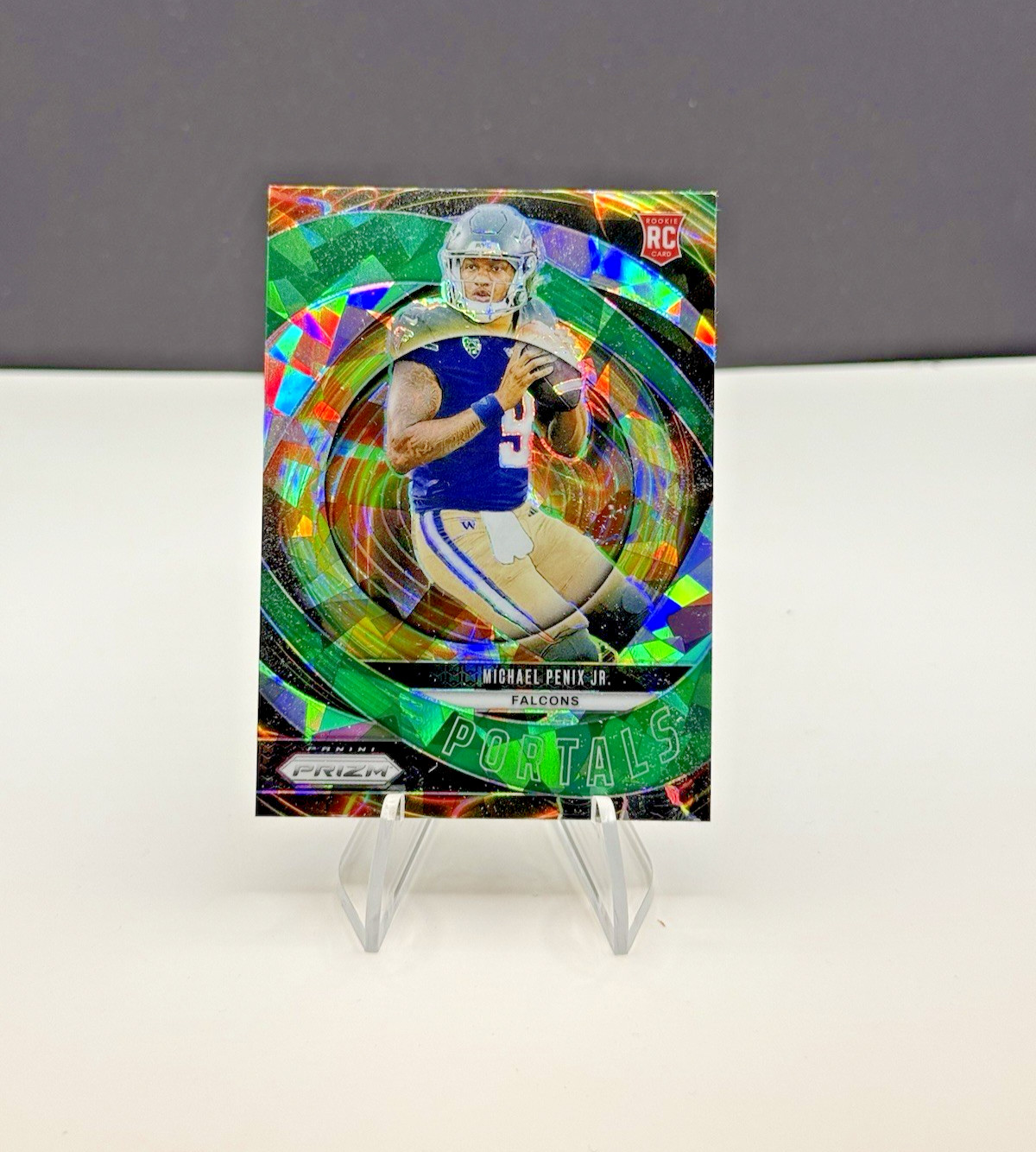 2024 Prizm Michael Penix Jr. Portals #6 Rookie Green Cracked Ice Prizm RC