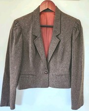 Puffed Shoulder Wool Blazer