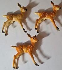 3 Vintage Big Eye Christmas Reindeer Fawn Deer Bambi Figurine Celluloid/Plastic