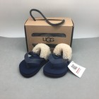 UGG Yia Yia Infant Baby 2/3 Flip Flop Genuine Shearling Strap Sandals Shoes Blue