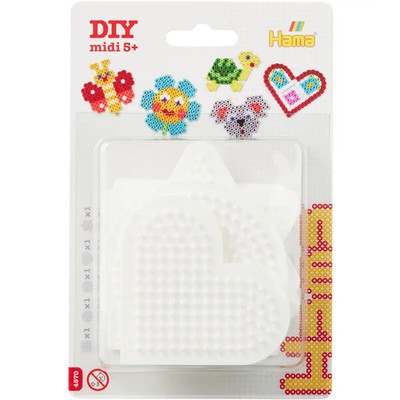 Hama  Bügelperlen Blister 5 Stiftplatten Stern, Herz, Kreis, Quadrat, Sechseck.