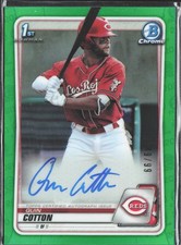2020 Bowman #CPA-QC Quin Cotton Chrome Prospect Autographs Green Refractor #/99