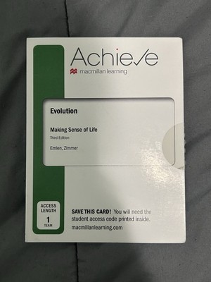 Macmillan Learning Achieve Third Edition Digital Access Card Evolution Emlen Zi 