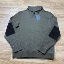 Billy Reid Diamond Quilt Shawl Pullover Mens Medium Brown Elbow Patch Sweater