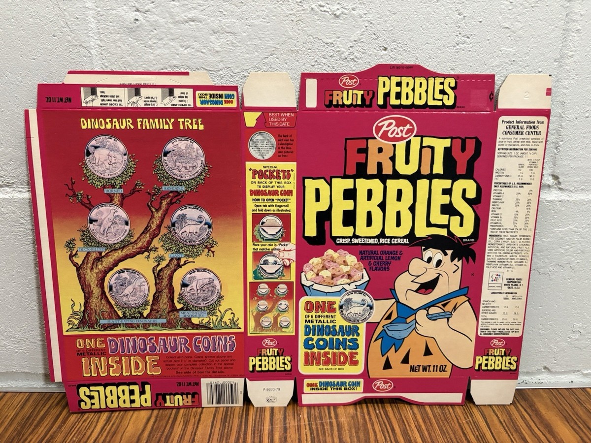 fruity pebbles Cereal Box 1979 Dinosaur Box Nos Post Flat Box Nos
