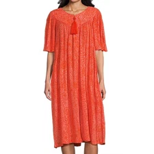 Go Softly Crinkle Rayon Zip Patio Dress | 2x, Pink Orange Paisley Mumu Caftan