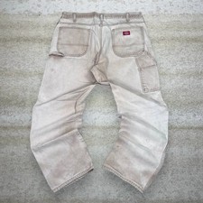 Vintage 90s Dickies Carpenter Pants 38x32 Baggy Tan Canvas Red Label Dungarees