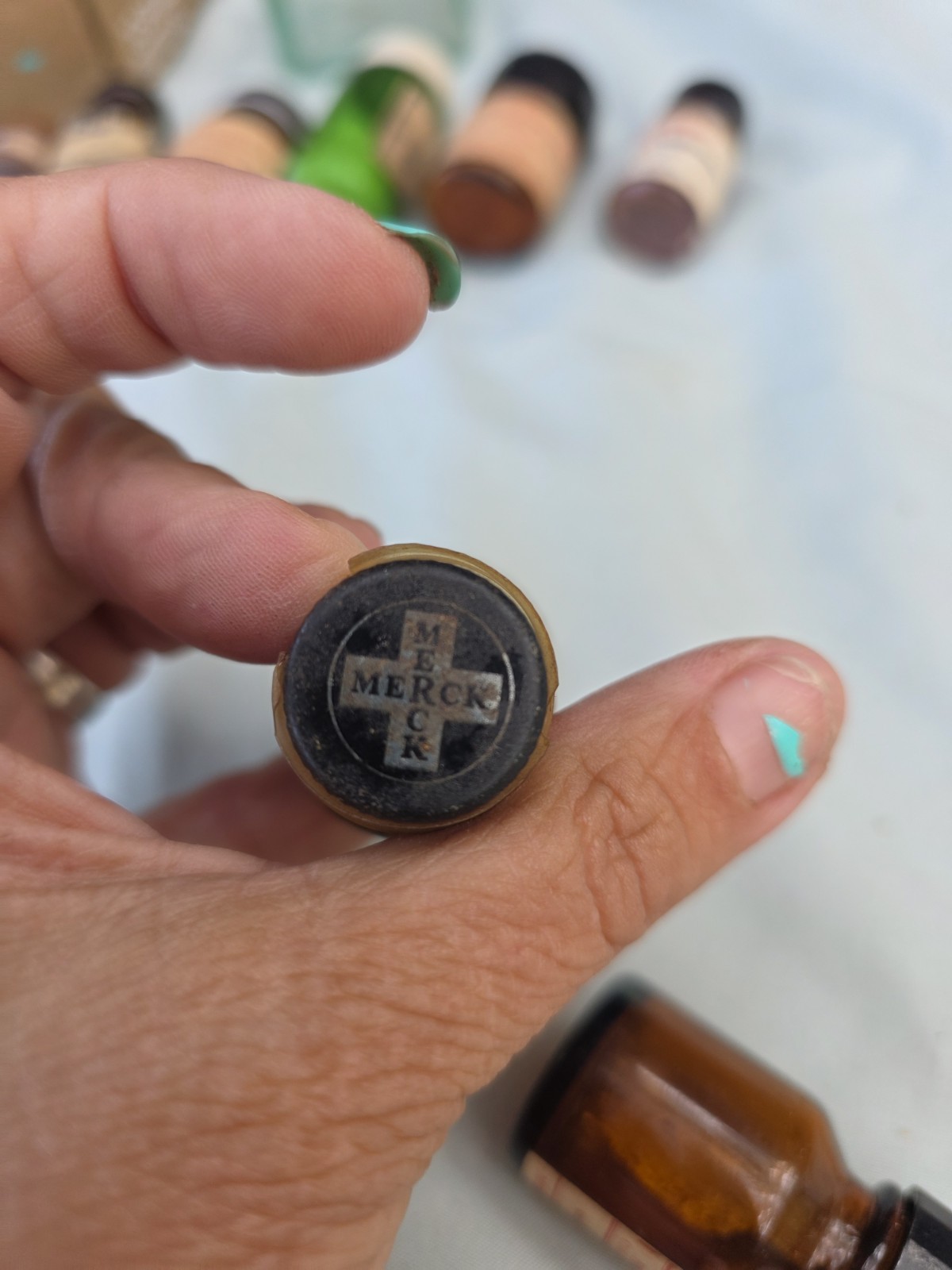 Merck & Co. glass bottle pilocarpine hydrochloride Vintage Set Of 2