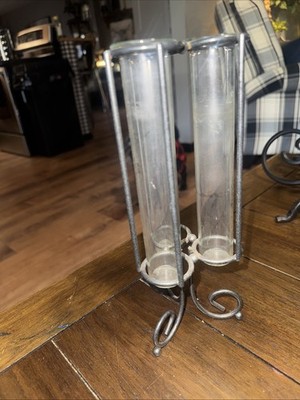 Black Metal With 3 Glass Test Tubes Vase Set