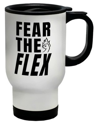 Fear the Flex Show Off Power Muskeln Kraft Reisebecher Tasse Geschenk weiß