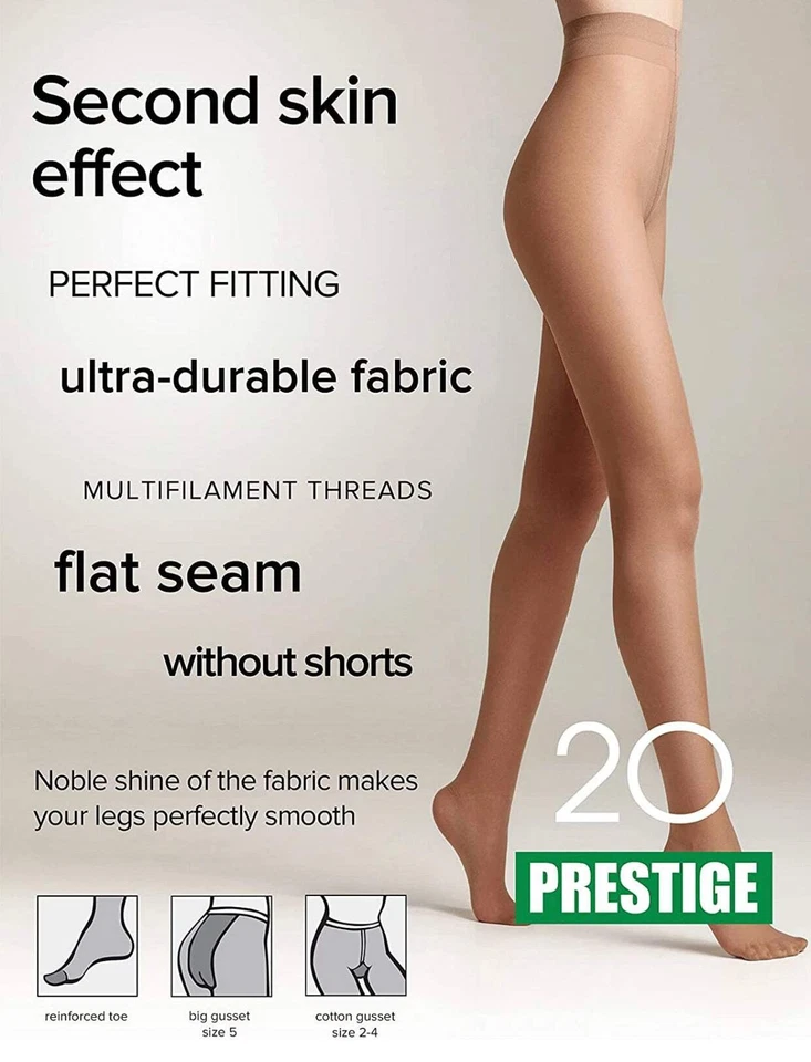 Meia-calça feminina Conte Prestige 20 Den - clássica transparente até a cintura (8С-43СП) - Imagem 3 de 4