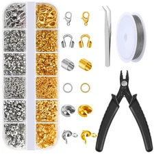 1200 Pcs Crimp Beads Kit for Jewelry Making, Crimp Beads, Crimp Covers, Crimp