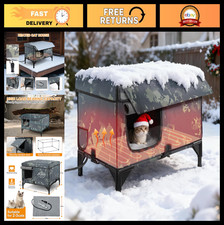 Heated Outdoor Cat House - Insulated Pet Shelter with Remote Control  Waterproo