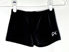 GK Elite Adult XS AXS Solid Black Velvet Velour Gymnastics Cheer SHORTS