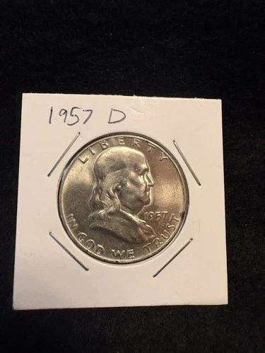 1957 D Franklin Half Dollar Denver Uncirculated Silver Coin