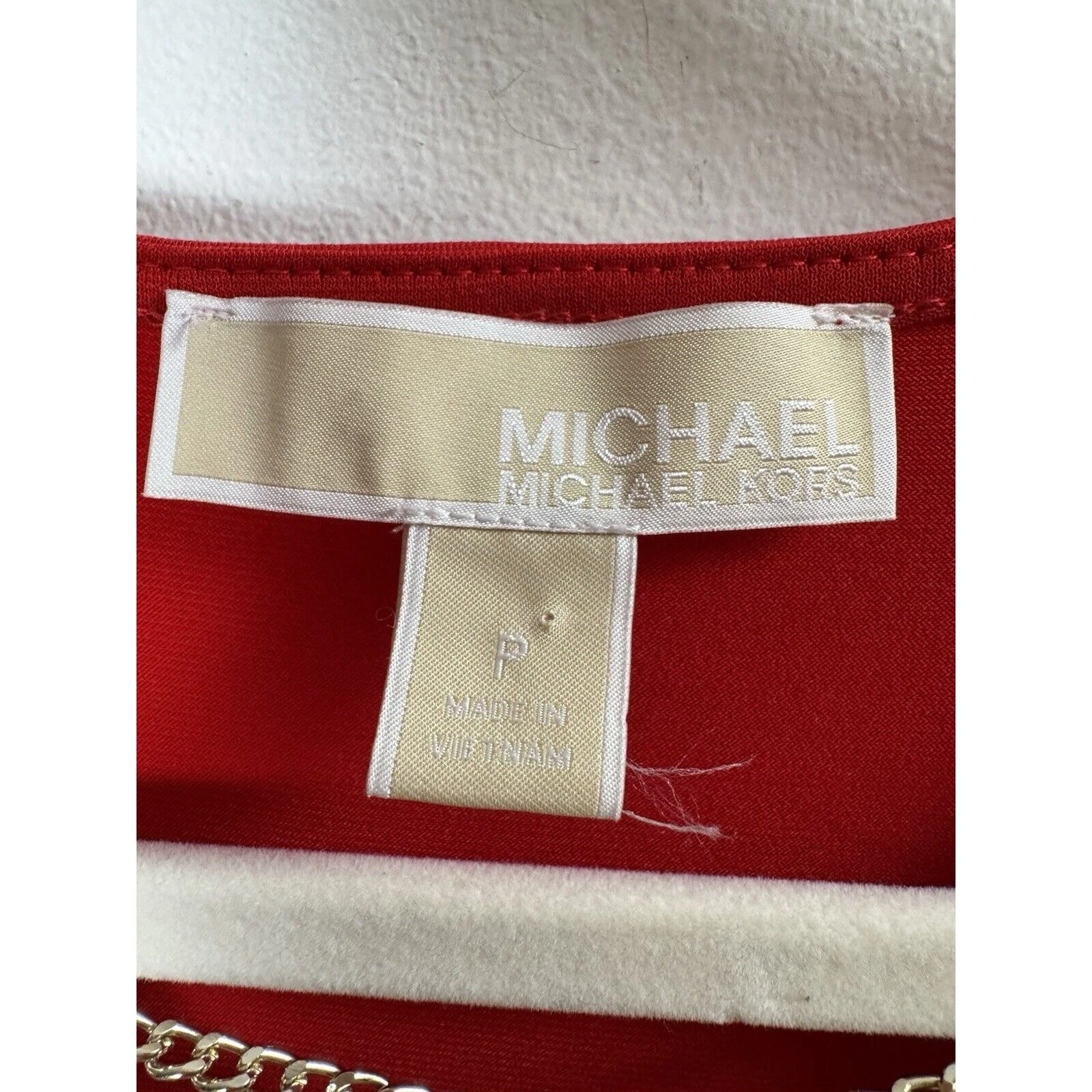 Abito blusa Michael Kors rosso lusso designer San Valentino Baddie Bombshell taglia P