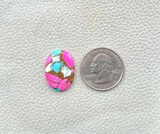 14 Ct  Rare Cotton Candy Kingman Turquoise Oval Cabochon Pendant Gemstone DK=393