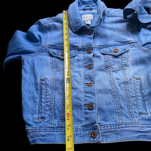Forever 21 premium denim size small blue jean jacket 18.5” Long - Picture 7 of 16