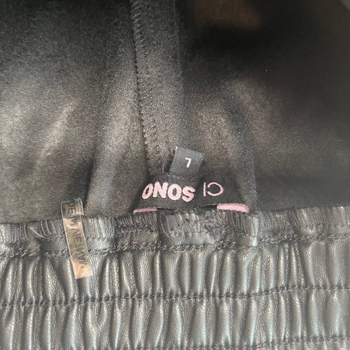 Ci Sono Faux Leather Shorts Pockets Drawstring Waist Black Size 7 - Picture 3 of 5