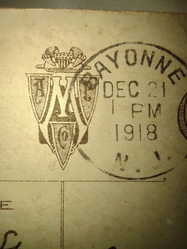 Green 1 Cent George Washington Stamp Rare Lot Of Two On 1918 Postcard Christmas - Image 3 of 4