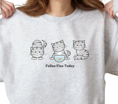 Tabby Cat Sweatshirt Shirt Gray Kitten Cat Mom Top Grey Kitty Mental Health Love