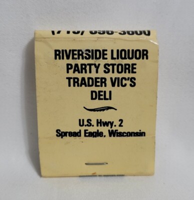 Vintage Matchbook Riverside Liquor Party Store Spread Eagle WI Advertising
