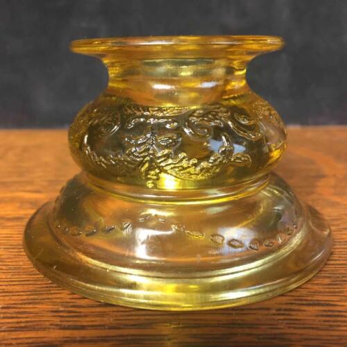 Vintage Yellow Amber Depression Glass Madrid Pattern Candlestick Candle Holder - Afbeelding 1 van 10