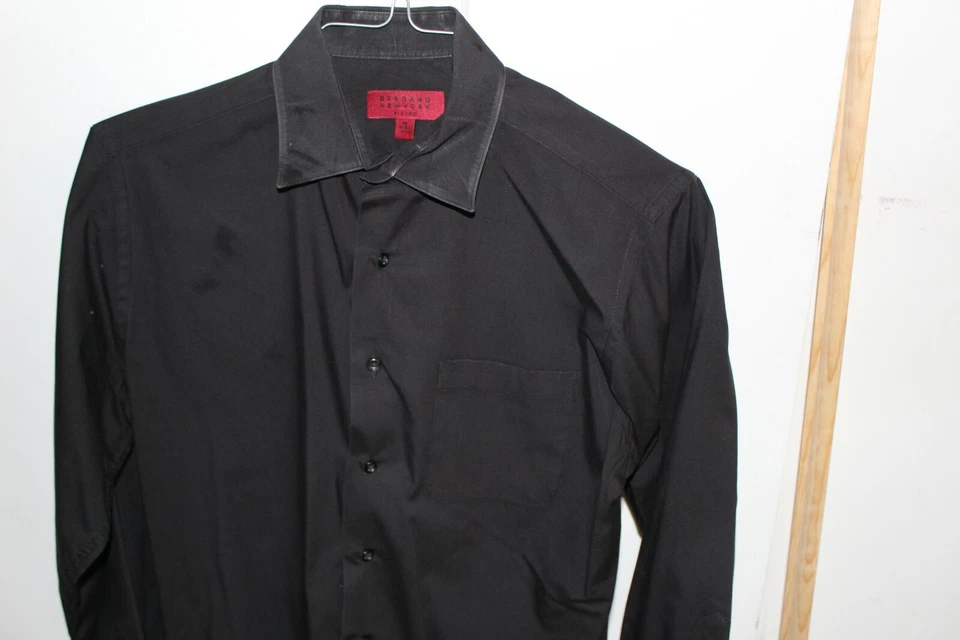 CAMISA TOP BERGAMO NEW YORK NEGRA ABOTONADA M 15-15 1/2 32/33 Foto 2 de 4
