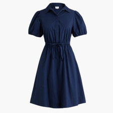 J Crew Collared short-sleeve tie-waist mini dress Size 4 Navy Blue