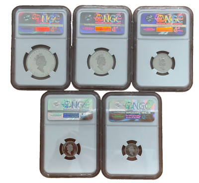 Canada 2002 Platinum 1.9 oz Full Maple Leaf Hologram 5 Coin Set