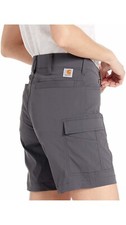 Carhartt Force Madden Cargo Straight Fit Shorts Stretch Zip Grey Women Sz.18