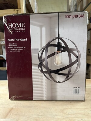 HDC Orbit 1-Light Black Mini Pendant with Black Metal Strap Design