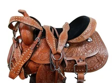 HANDMADE WESTERN BARREL HORSE SADDLE RACING PLEASURE 15 16 17 18 LEATHER TACK